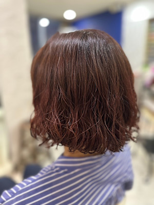 こなれベージュ×ボブパーマ／ナチュラルウェーブ