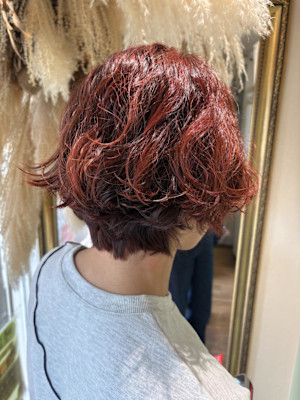 パーマ×チェリーレッド