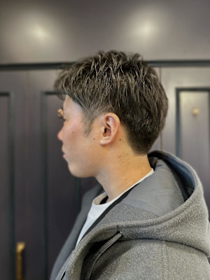 メンズショート刈り上げアップバング