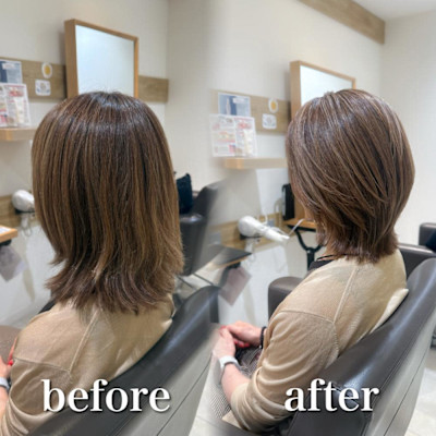 白髪ぼかし細めハイライト30代40代50代セミディ