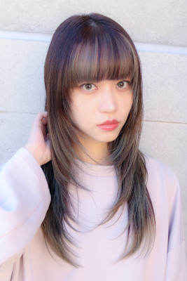 小顔くびれロングレイヤー20代30代40代◎前髪ワイドバング