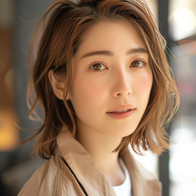 ボブウルフ　柔らかベージュ