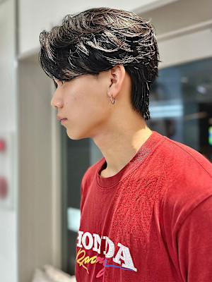 men'sメンズカットフェザーパーマダウンパーマシャドウ