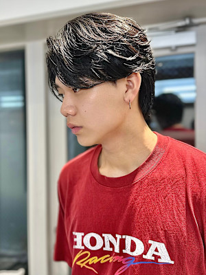 men'sメンズカットフェザーパーマダウンパーマシャドウ