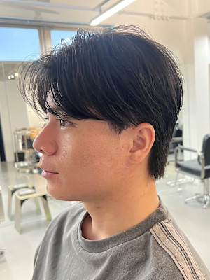 センターパート/毛流れヘア/メンズパーマ/メンズカット