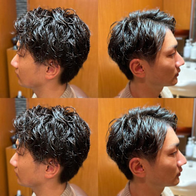 無造作ラフパーマアップバング