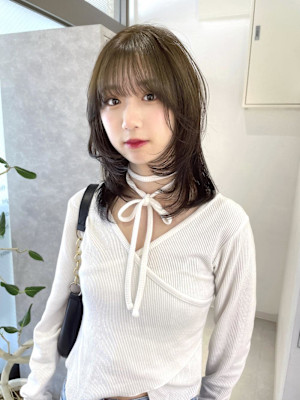 【rizu】オリーブカラー/オリーブベージュ/レイヤーカット