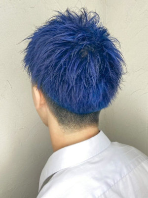 【Reir_下北沢】*メンズショート+ダブルカラー×ブルー*