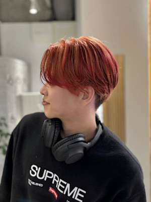 【takumi】オレンジ/ブリーチなしカラー/センターパート