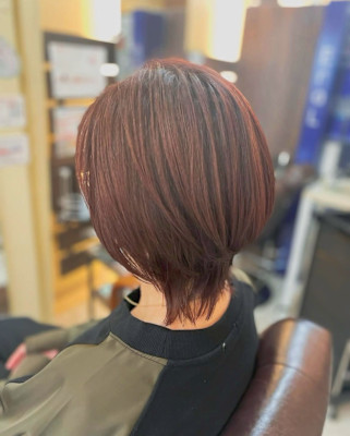 ボブウルフ×ピンクブラウン