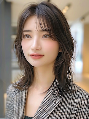 グレージュカラーくびれヘアボブ顔周りレイヤーカット前髪カット