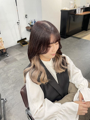 インナーカラー/ハイトーンベージュ/レッドブラウン