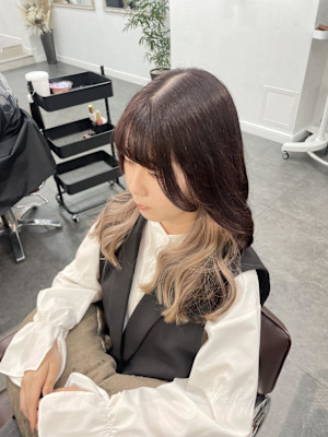 レッドブラウンカラー/インナーカラーベージュ