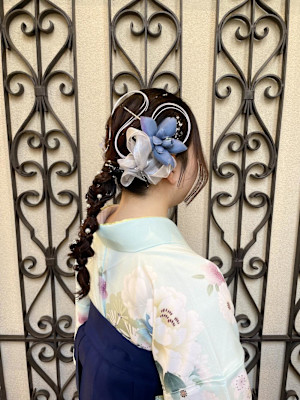 銀箔アレンジ/袴ヘアアレンジ/タイトポニー