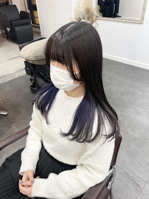 顔周りカット/ラベンダーカラー/インナーカラー