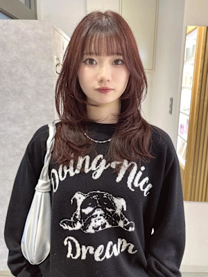 【rizu】レイヤーカット/カシスレッド/暖色/顔周りカット