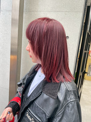 美髪チェリーレッドカラー＆レイヤーカット/札幌駅髪質改善