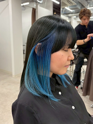 インナーカラーブルーグラデーション/髪質改善トリートメント