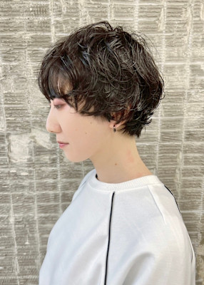 黒髪マッシュ/くせ毛風パーマ