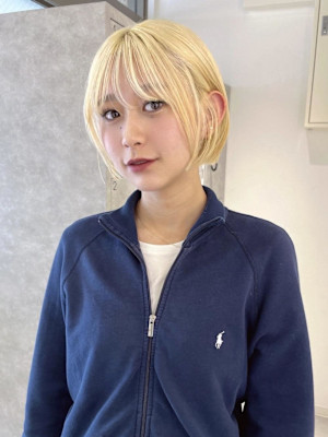 【rizu】ハイトーン/切りっぱなしボブ/ブロンドカラー