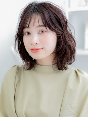 フレンチカジュアル小顔くびれレイヤーウルフ　マロンベージュ