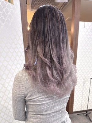 ピンクシルバーバレイヤージュ