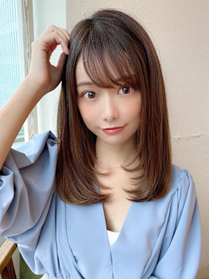 シャギーレイヤー韓国ワンホンヘアシースルーぱっつん前髪