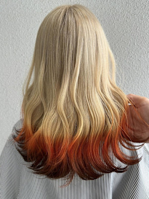 エンドカラー_エンドカラーオレンジ_毛先カラー