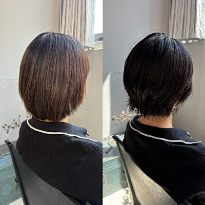 ステップボーンカットショートボブ/イメチェン/外ハネボブ