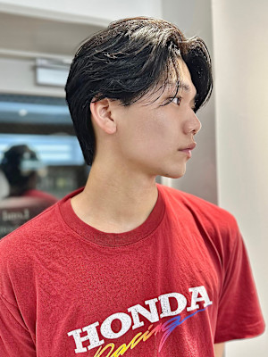 men'sメンズダウンパーマ髪質改善ブリーチなしブルー