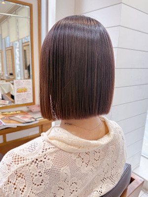 渋谷/チェリーブラウン/大人可愛い/フェザーパーマ/ボブ