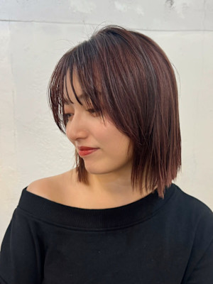 顎下ボブ/ラベンダー/透明感/艶カラー