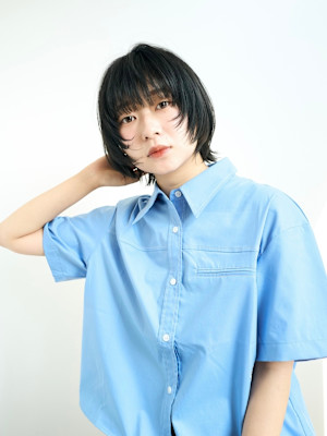 ミニウルフレイヤーカット顔周り前髪韓国ショートボブ/原宿