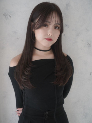 韓国風の顔まわり天使バングと透明感オリーブカラー♪