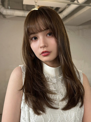 ロングレイヤーカット/ワンカール/小顔カット/Wカラー