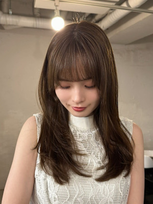 ロングレイヤーカット/ワンカール/小顔カット/Wカラー