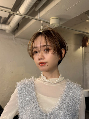 抜け感ショート/シースルーマッシュ/ひし形ショートボブ