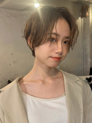 似合わせカット/抜け感ショート/ひし形ショートボブ/パーマ