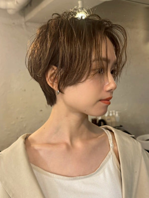 似合わせカット/抜け感ショート/ひし形ショートボブ/パーマ