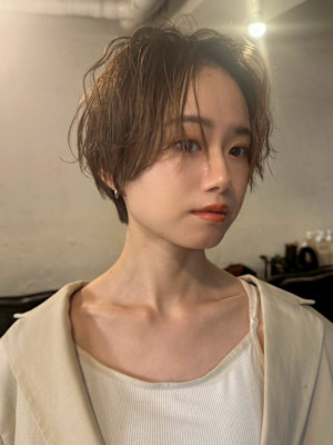 似合わせカット/抜け感ショート/ひし形ショートボブ/パーマ