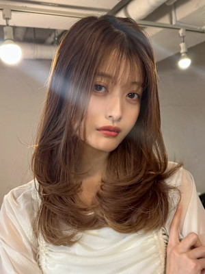 ワンカールレイヤー/似合わせカット/Wカラー/サマーベージュ