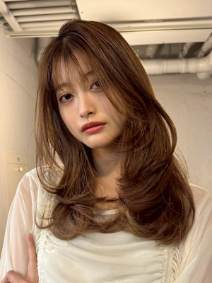 ワンカールレイヤー/似合わせカット/Wカラー/サマーベージュ