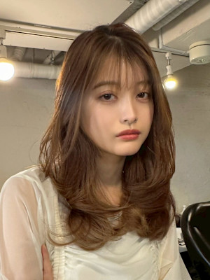 ワンカールレイヤー/似合わせカット/Wカラー/サマーベージュ