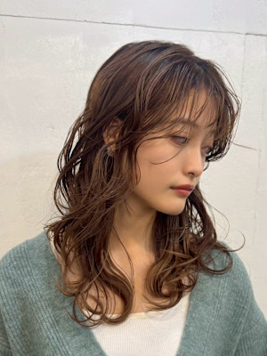 ウェーブパーマ/レイヤーカット/顔周りカット/ウルフカット