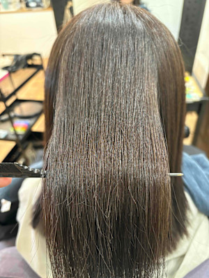 酸性ストレート×ミルクティグレージュ