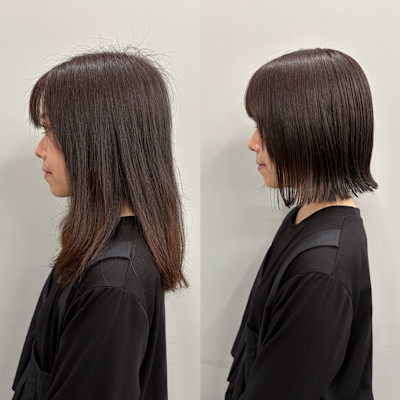 ステップボーンカットショートボブ/イメチェン/外ハネボブ