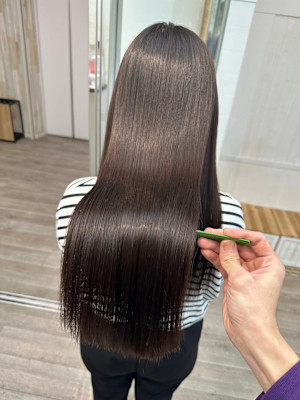 韓国シンプルストレートフルバング似合わせカットイメチェン