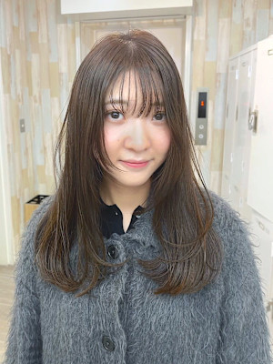 韓国シースルーバングイメチェン似合わせカットショコラブラウン
