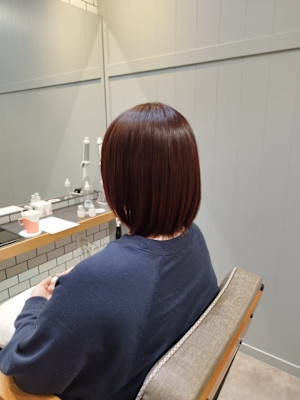 .ワンレンボブ前下がりショート内巻きワンカール鎖骨ミディアム