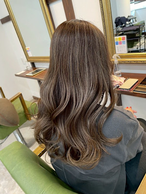 髪質改善/縮毛矯正/韓国風/ハイライト/ミルクティーベージュ